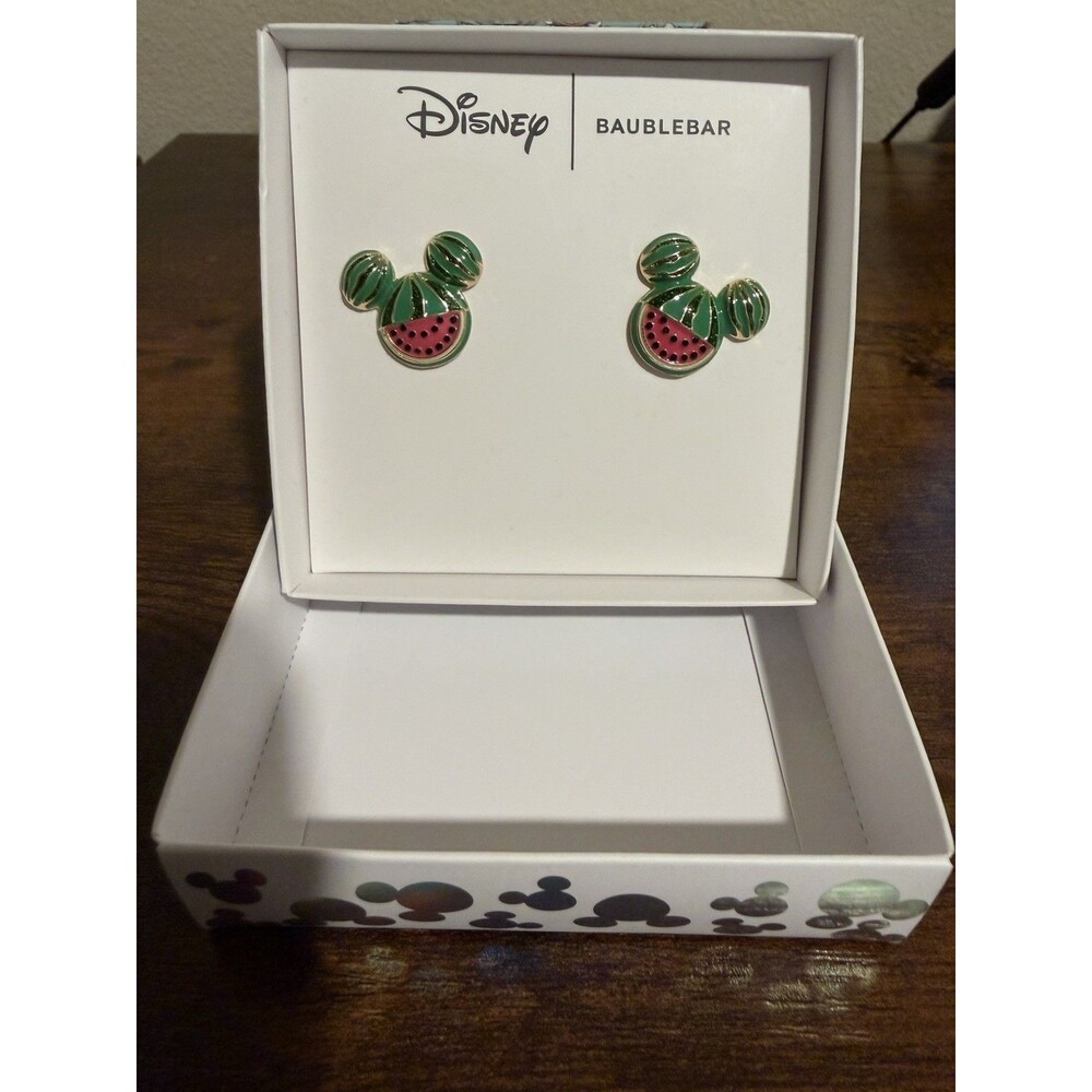 Disney x BaubleBar Mickey Mouse Watermelon Stud Earrings NIB